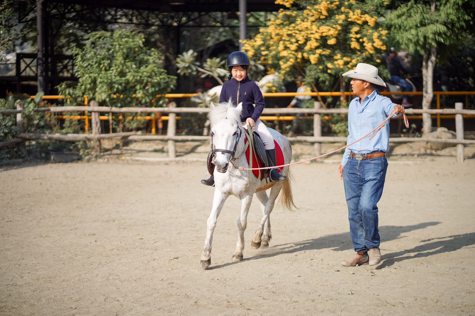 Beginner horse riding lesson at Pong Horse Park in Chiang Mai